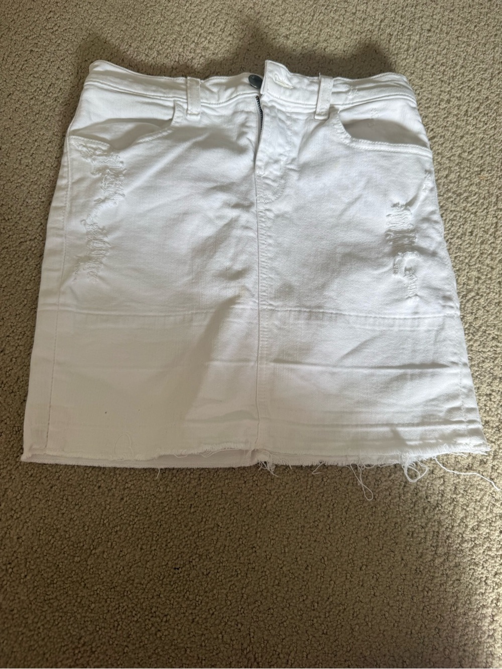 J Brand White Distressed Denim Mini Skirt